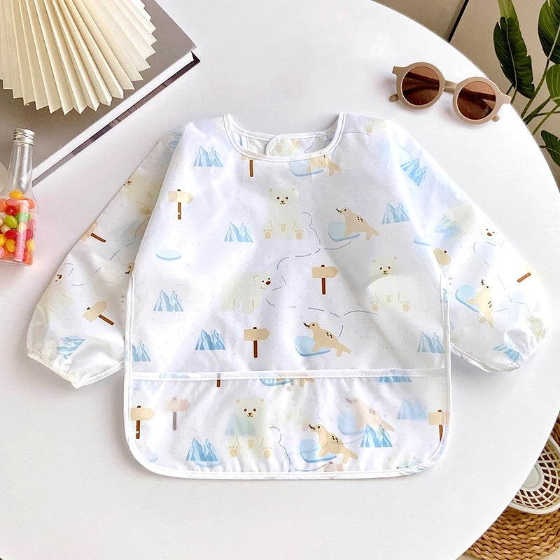 Waterproof Full Sleeve Baby Bibs Children Apron Long Sleeve Feeding Smock Kids Eating Breastplate Infant Scarf Clothing