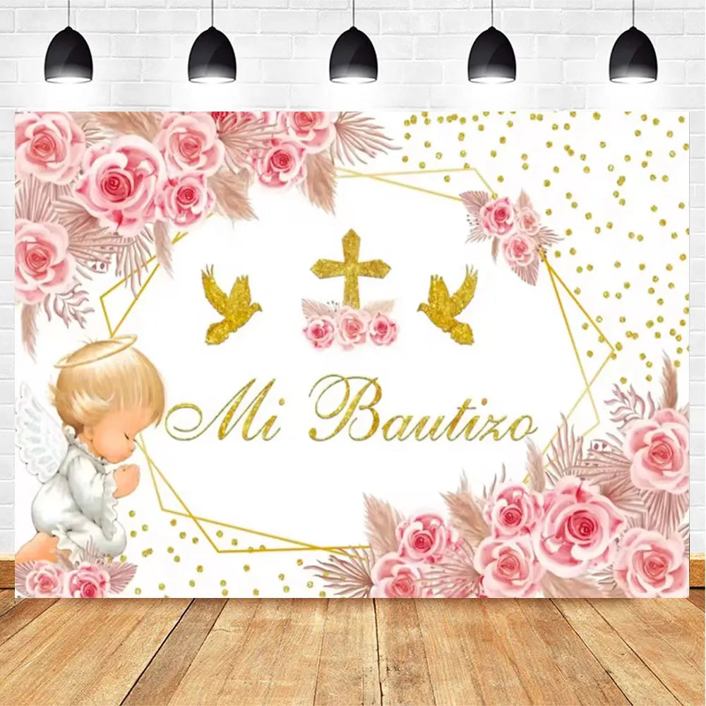 My First Communion Theme God Bless Boy Girls Party Decoration Supplie Grail God Bless Baptism Christening Baby Shower Background