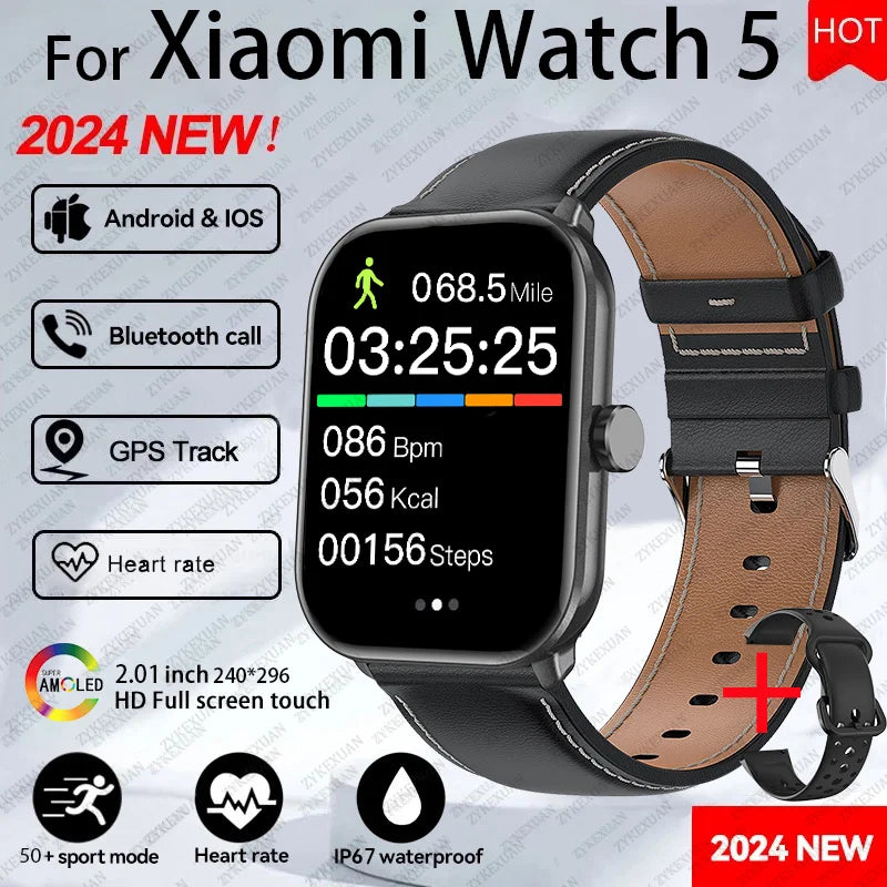 Watch 5 Global Version Men Women AMOLED Screen Always Show Time Heart Rate Bluetooth Call GPS Track Waterproof Sports Smartwatch