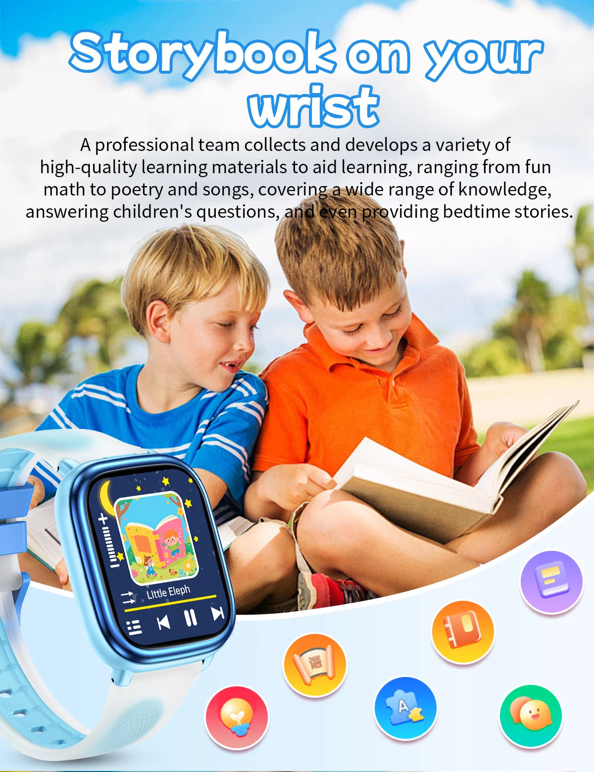 2026 Children's Smart Watch Multiple Learning Modes – Early Education Health Monitor LED Flashlight IP68 Waterproof - I YAN