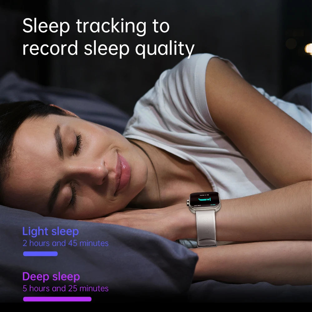 KUMI KU7 Smart Watch 1.96" AMOLED AI Voice Assistant Bluetooth Call NFC IP68 Waterproof SOS Heart Rate SpO2 Fitness
