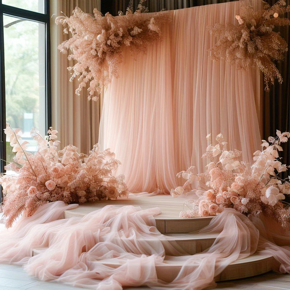 Mesh Gauze Backdrop Curtain Parties Wrinkle Free Photo Curtains Backdrop Drapes Fabric Decoration for Birthday Party Wedding
