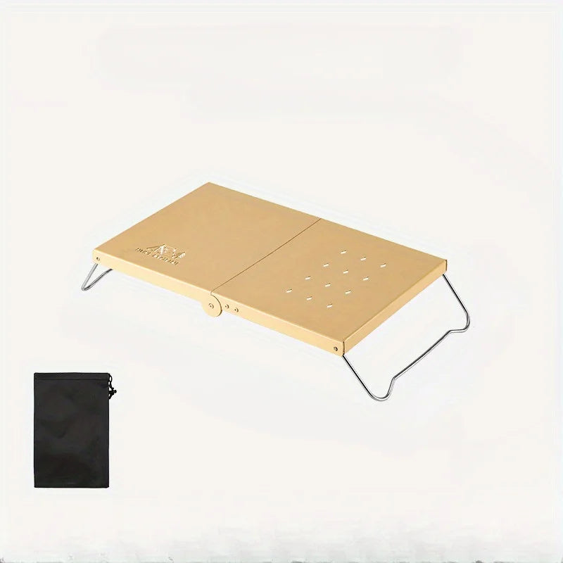 Outdoor Folding Small Table Portable Picnic Mini Table Thickened Steel Plate Spider Stove Insulated Table Camping Equipment