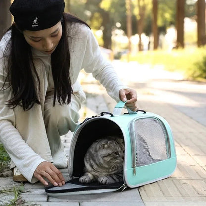 Breathable I YAN pet carrier handbag for cats and small dogs, lightweight and suitable for travel and outings.