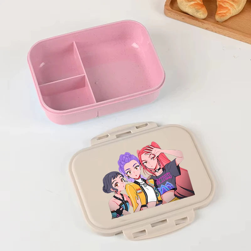 Demon Hunters anime lunch box by I YAN, large capacity food storage container for kids, ideal for school and picnics.