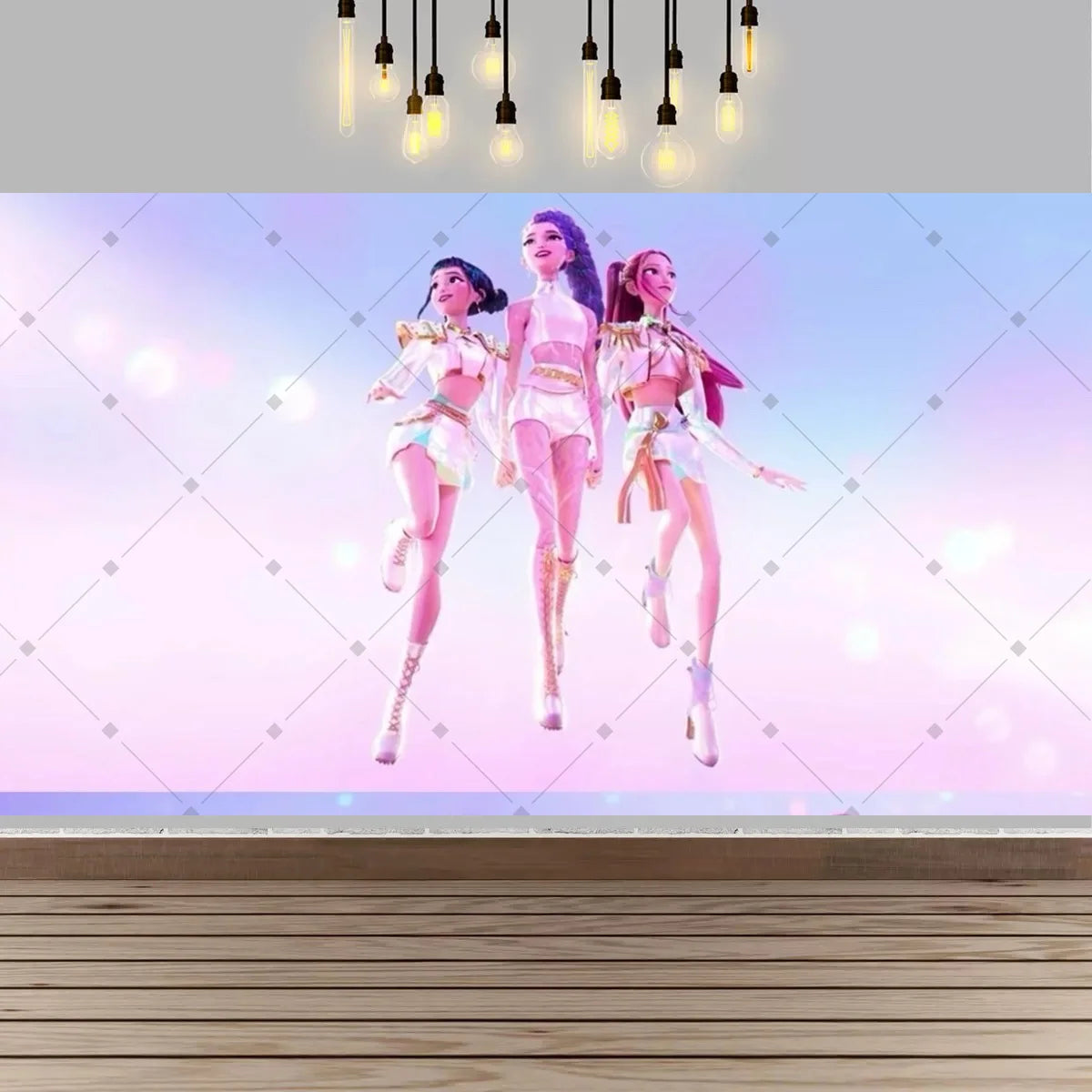 Kpop Theme Girl's Birthday Party Decoration Backdrop Pink Demons Birthday Party Supplies Decor Banner Baby Baptism Gift