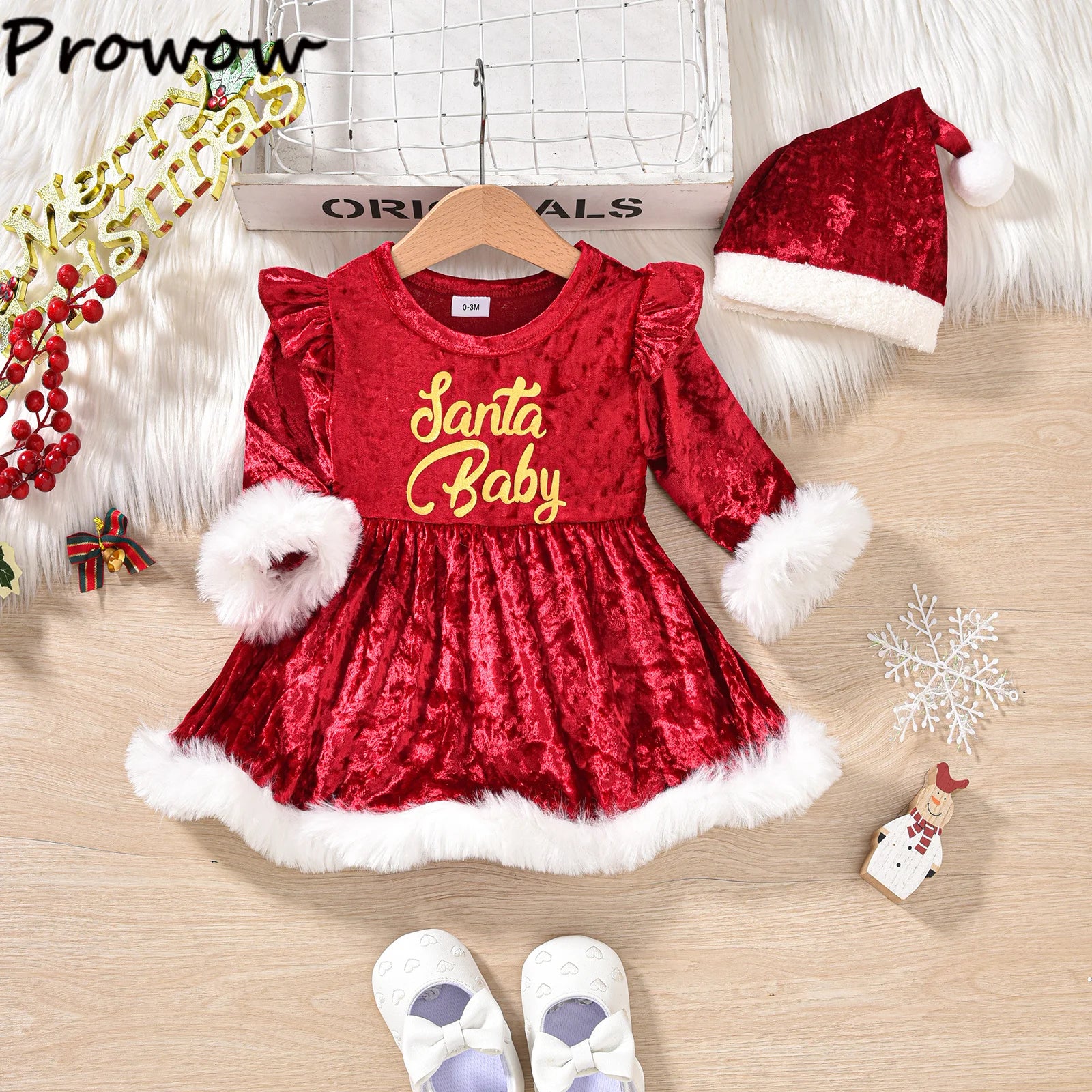 Baby New Year Dresses Girls Letter"Santa Baby" Velvet Christmas Bodysuit Dress For Girls Newborn My First Christmas Baby Costume