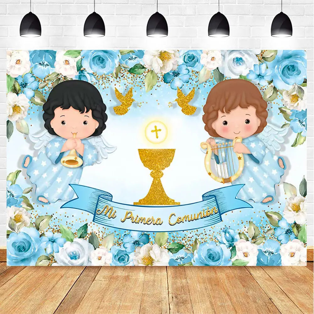 My First Communion Theme God Bless Boy Girls Party Decoration Supplie Grail God Bless Baptism Christening Baby Shower Background