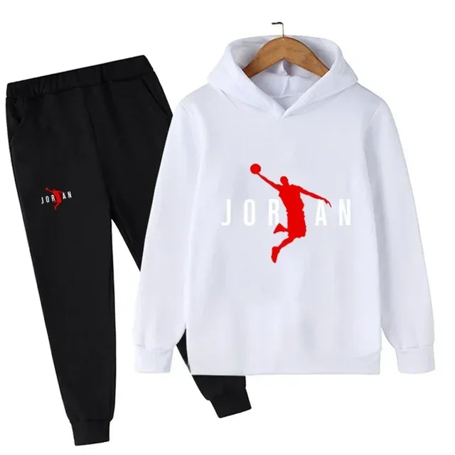 Kids Leisure Letter Print 2pcs Hoodie+Pants Tracksuits 3-13 Years Boys Girls Spring Autumn Outfits Streetwears Children Clothes