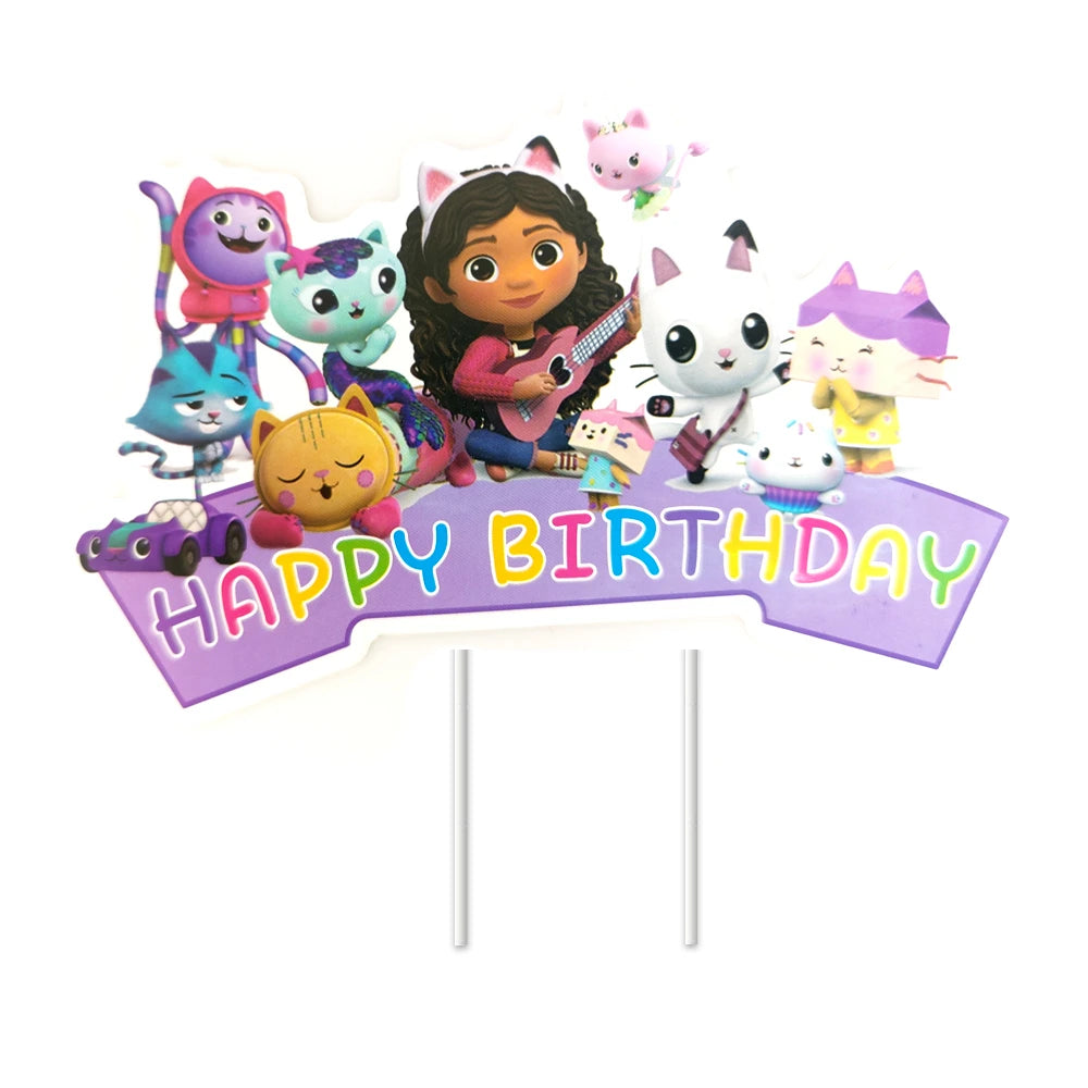 Gabby House Theme Cake Decoration Cake Card Topper Kids Girls Birthday Party Supplies Baby Shower Cupcake Picks