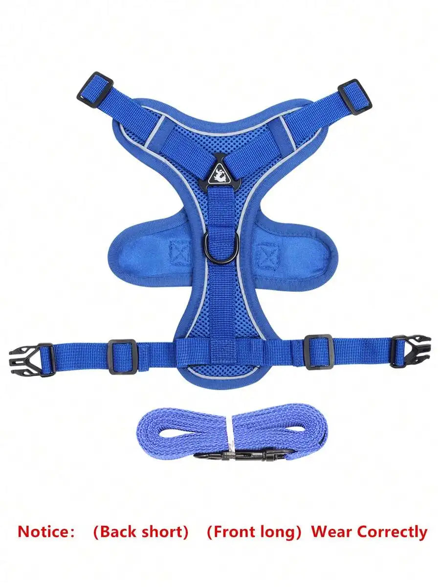 Reflective pet harness and leash set for dogs and cats, adjustable small dog chest strap with soft mesh from I YAN.