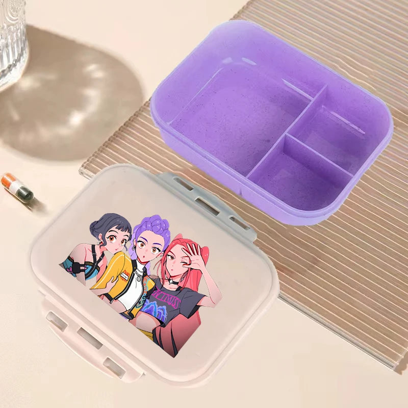 I YAN Demon Hunters anime lunch box with large capacity, kids' food storage container for school and picnics, colorful and durable.