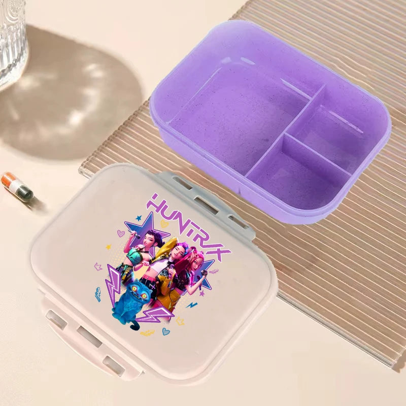 I YAN Demon Hunters anime lunch box with vibrant design, large capacity food storage container for kids' school and picnic meals