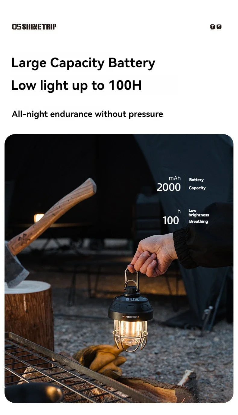 Outdoor vintage pendant light by I YAN, portable camping lantern with rechargeable ambient lighting for tents and outdoor adventures.