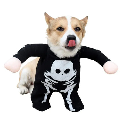 Glow-in-the-Dark Dog Skeleton Halloween Costume – Funny Pet Outfit