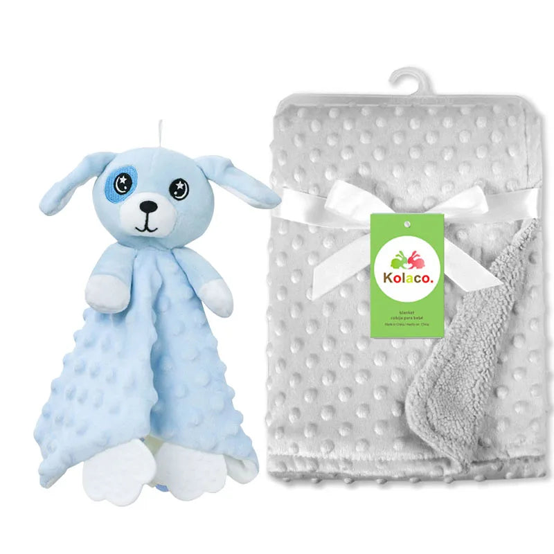 Soft minky dot baby blanket and lovey set by I YAN, personalized with a custom name for boys or girls, perfect for baby showers.
