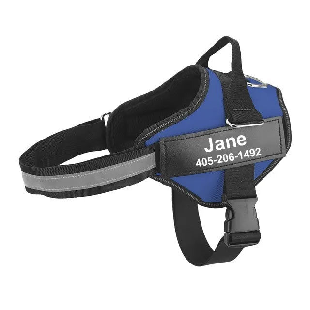 Adjustable reflective dog harness by I YAN, breathable no-pull vest for small and large dogs, shown on a dog with a secure fit.