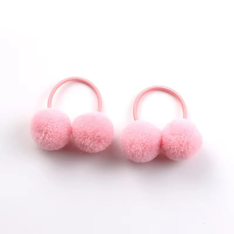 5/10pcs New Dog Double Plush Elastic Solid Hair Ball Pets Grooming Bows for Small Dogs Cat Bows Dog Hair Accessories Wholesale