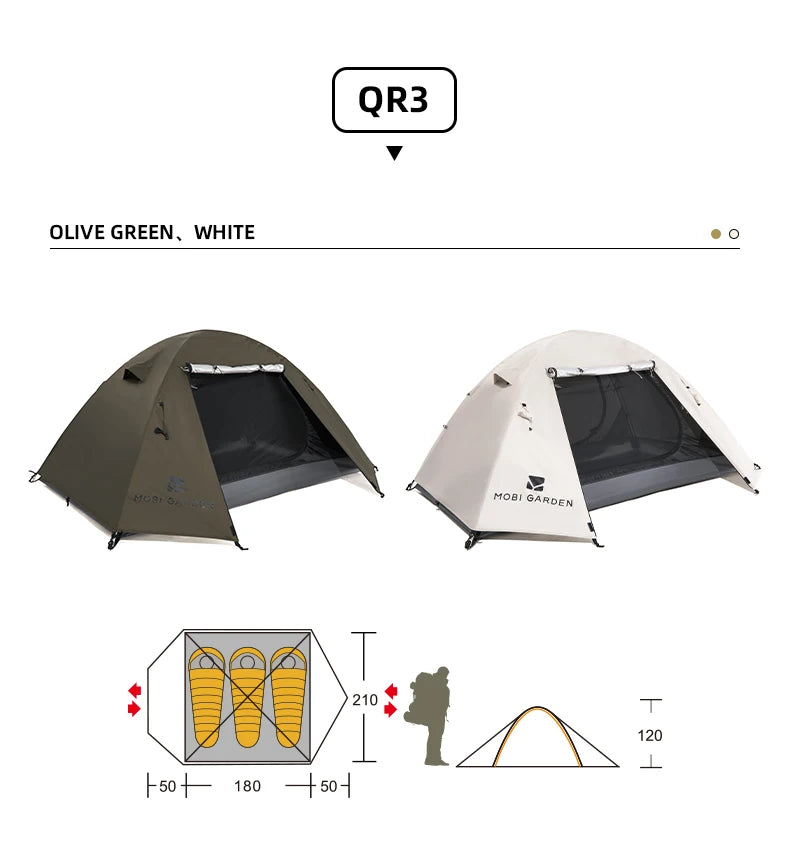 MOBI GARDEN Camping Backpacking Tent Waterproof Rainproof Hiking Silver Coated Sun Protection Easy Set Up