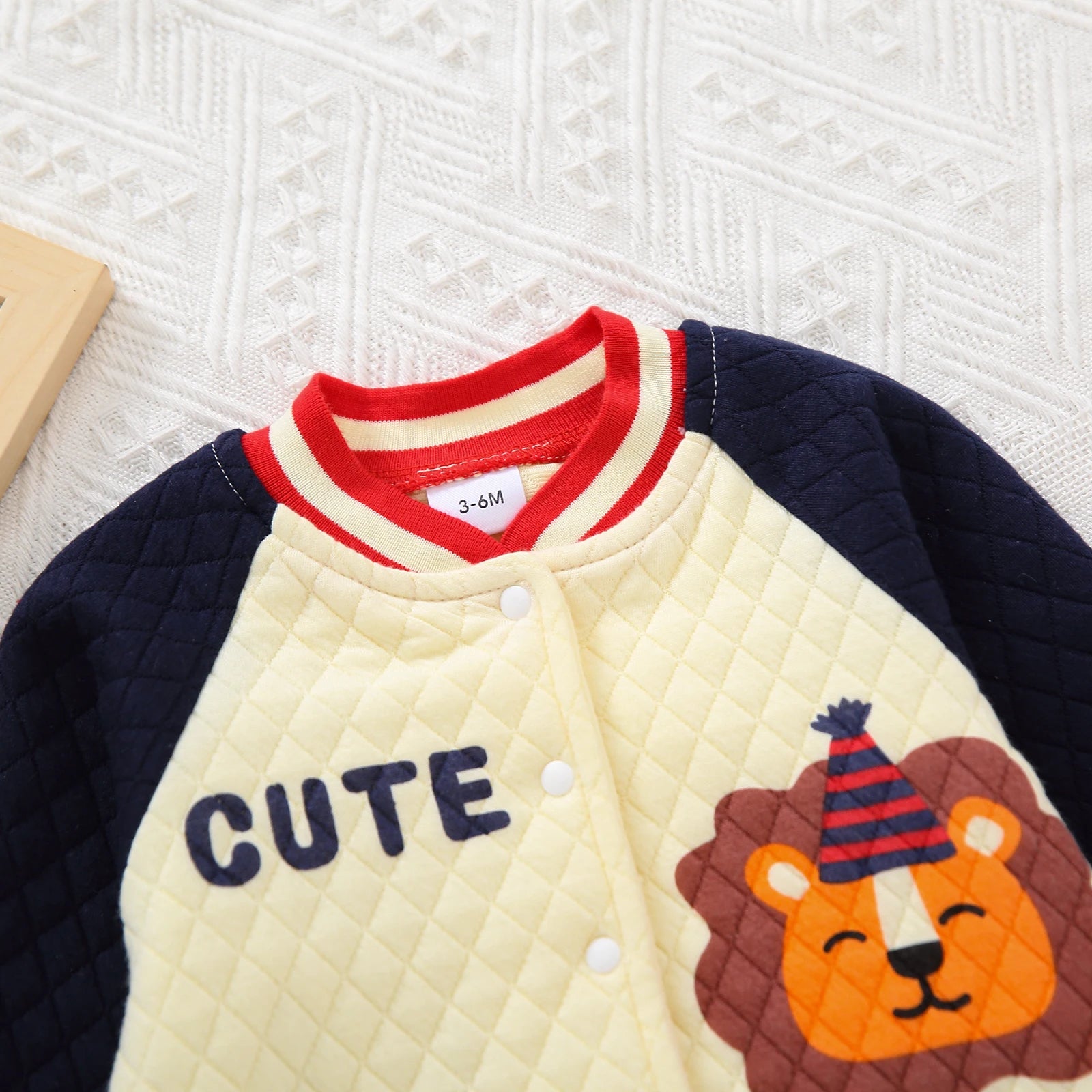 Unisex Baby Elephant (Lion) Print Baseball Jacket Autumn Winter Outerwear for Toddlers Boys Girls Soft Cotton Padded Coat