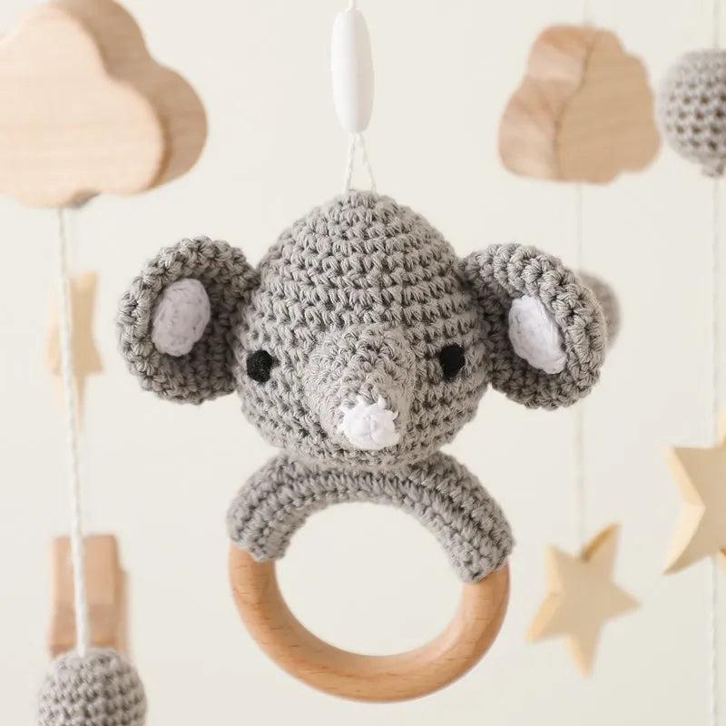 Baby Cloud Crib Mobile with Musical Box – Wooden Rattle Toy for Newborns 0–12M - I YAN