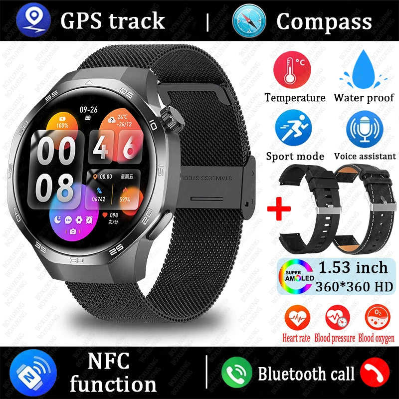 New GT5 Pro Smart Watch Men AMOLED HD Screen GPS NFC Heart Rate Bluetooth Call Watch 5 MAX IP68 Waterproof SmartWatch Man