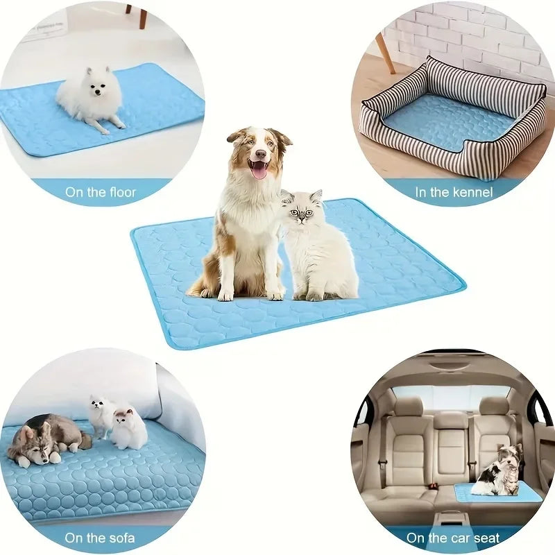 Pet Summer Cooling Mat Water Absorption Portable Cooling Gel Sleeping Pad Universal For Dog Bed Car Crate Outdoor Scratch-resistant Easy Clean