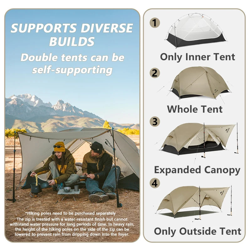 Tent Camping 1 2 Person Tent Outdoor Travel 15D Waterproof Ultralight Backpacking Shelter Tent Hiking