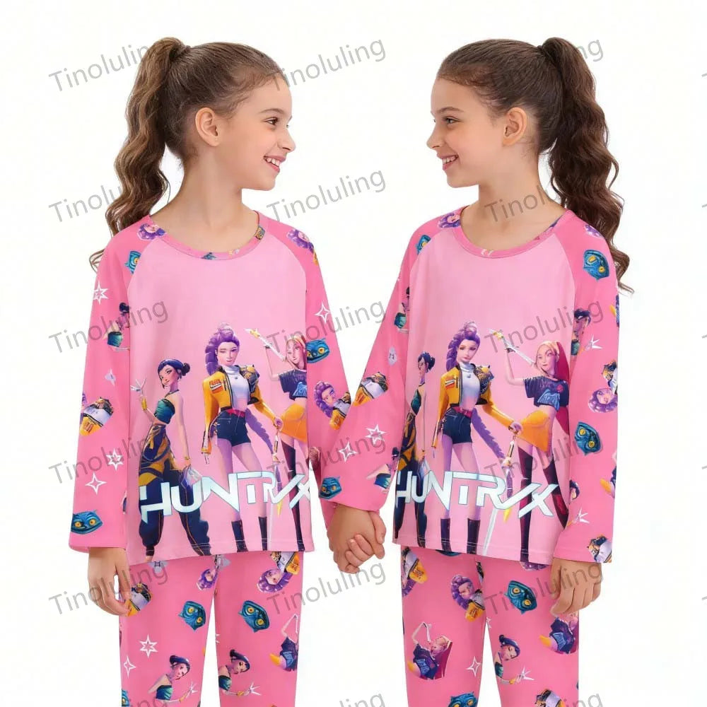 KPop Girls Pyjamas Suit Kids Pajamas Set Long Sleeve Girls Clothing 2pcs Children's Sleepwear Cartoon Boys Nightwear 3-14Y