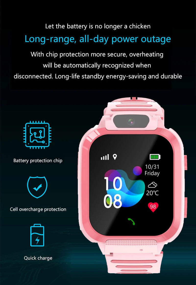 Kids Smart Watch SOS GPS Location Phone Call Sim Card Child Smart Watch Camera Waterproof Upgrade Watch For Kids Gift