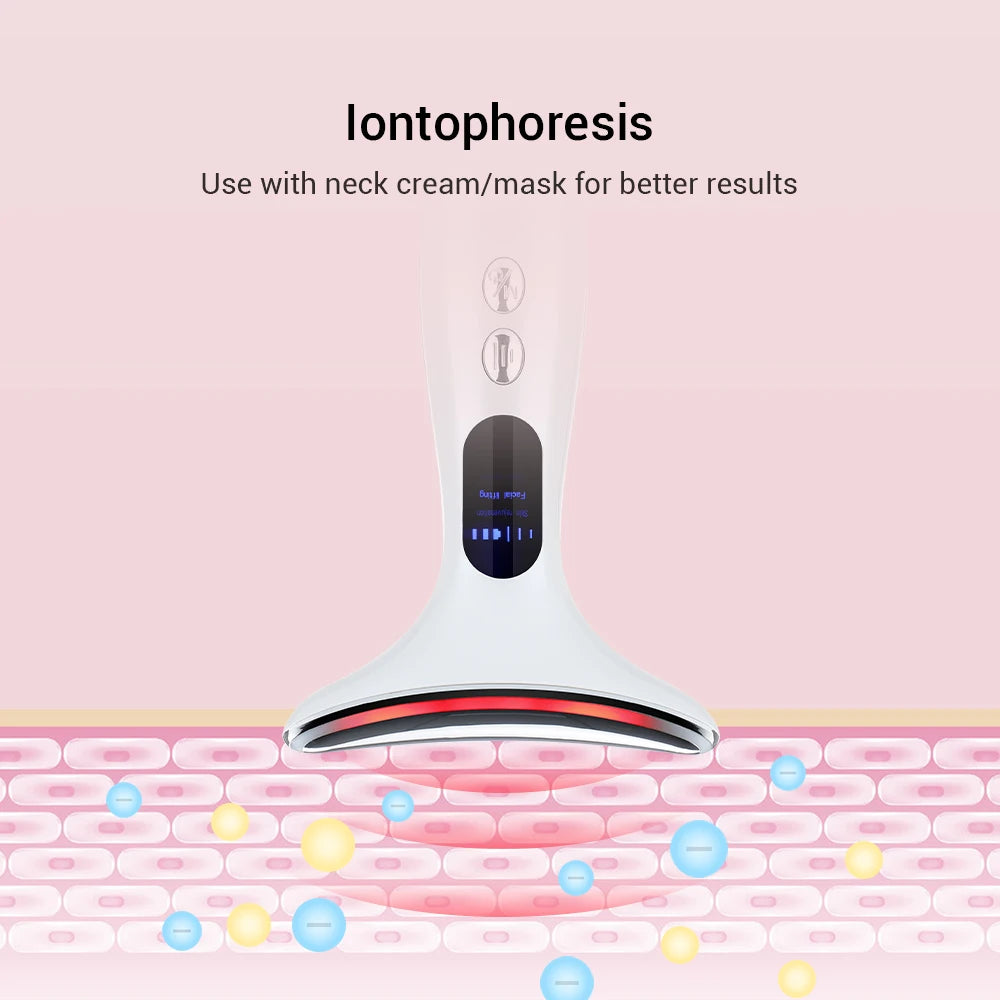Neck Massager EMS Facial Lift 7 Light Modes Electric Skin Tightening Device LED Photon Therapy Beauty Instrument Anti Wrinkle