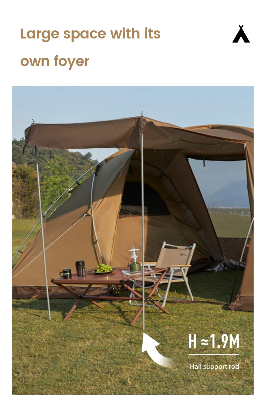 MOBI GARDEN Camping Tunnel Tent Two Bedrooms Waterproof Sunshade Portable Living Tent