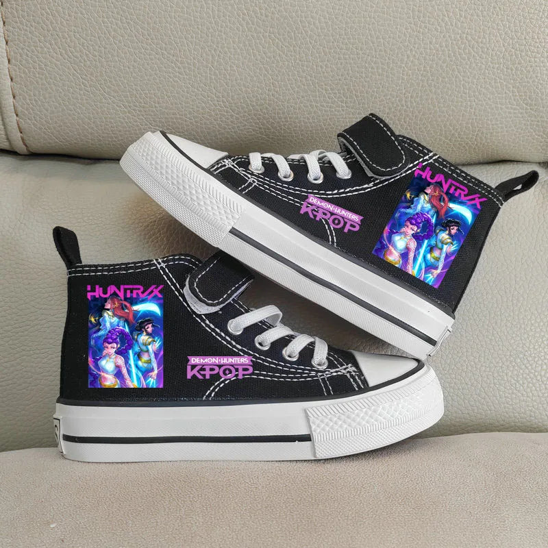 Children Casual Sneakers Girls' High-Top Canvas Shoes KPop Demon Hunters New Student Running Kids basket Shoes Rumi Tennis Shoes