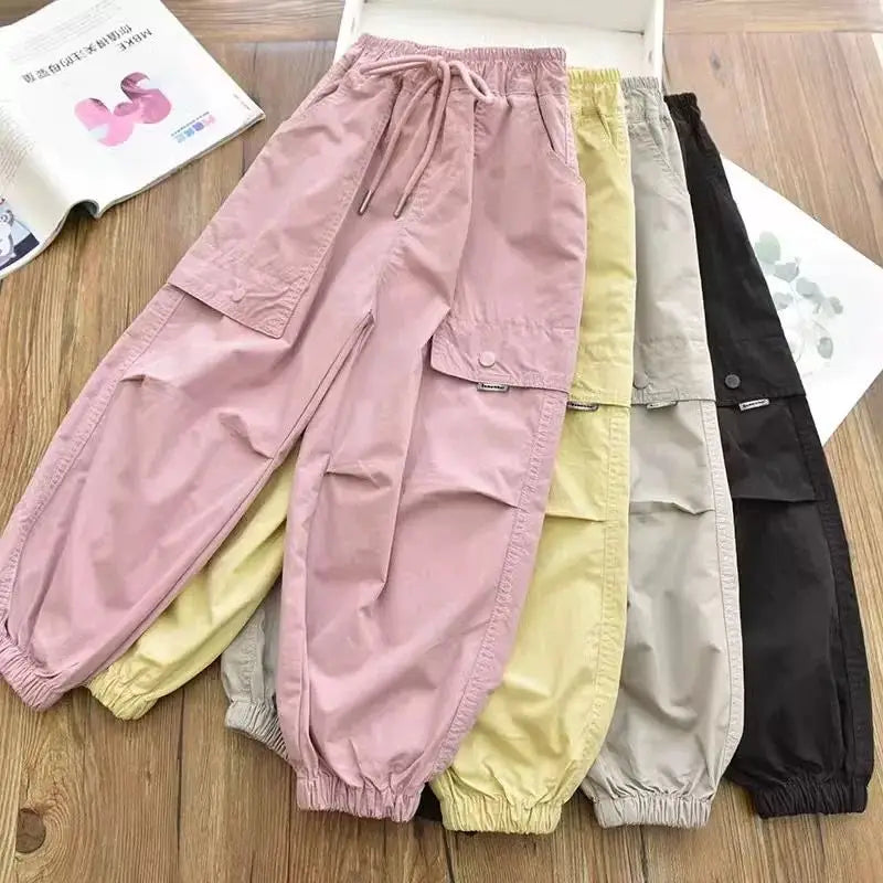 Autumn Clothes Fashionable Kids Cargo Joggers Elastic Ankle Pants Casual Trousers Light Breathable Summer Trendy Outfit