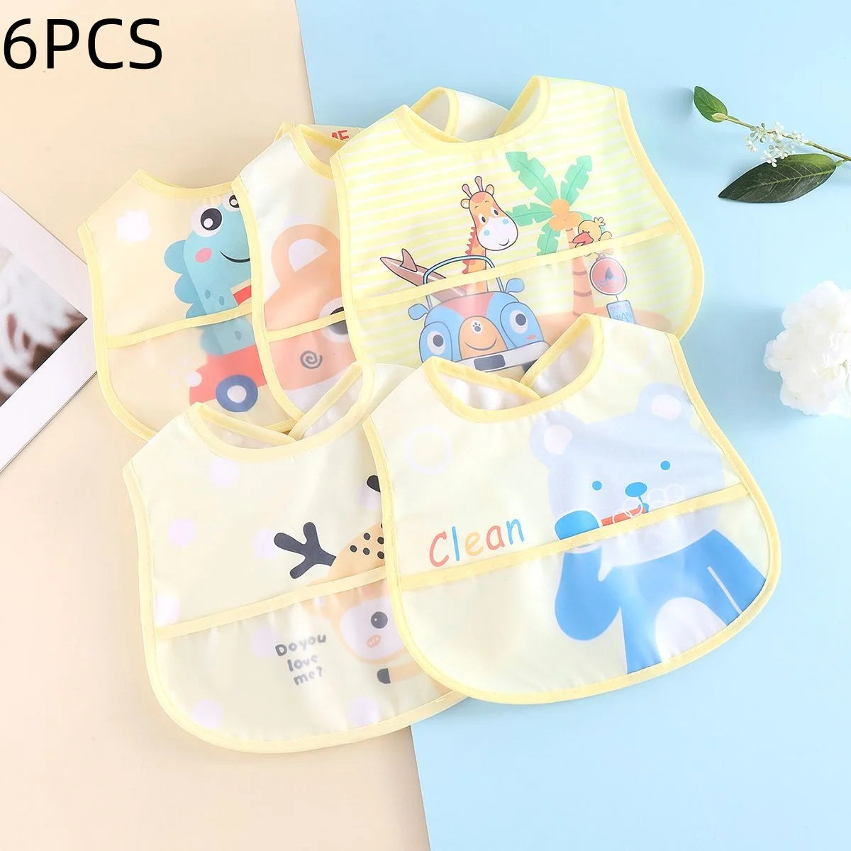 Random pattern piece set baby rice pocket baby waterproof saliva towel baby bib bib eating bib