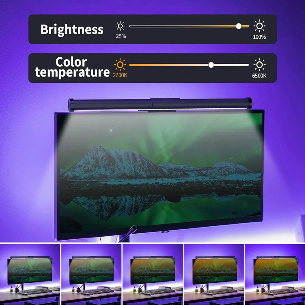 LED Desk Lamp Monitor Light Bar Eye-Care Stepless Dimming Lighting Table Lamp Computer Monitor Screen Light Bar for Work/Gaming