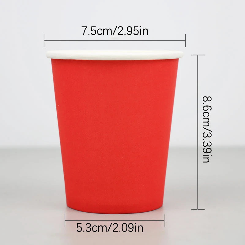 10PCS 9oz/250ml Solid Color Thick Paper Cup Disposable Cup Wedding Birthday Party Disposable Tableware Disposable Paper Cup Set