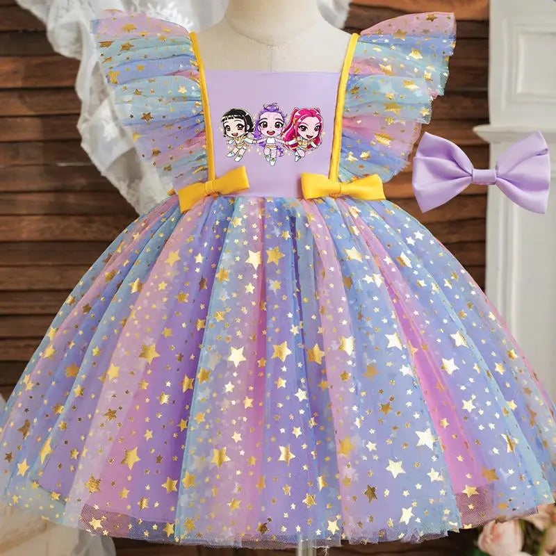 K-Pop Hunters Zoey Mira Rumi Baby Prinsess Dress Girls Birthday Party Dresses Kids Children Sleeveless Tulle Tutu Clothings 1-5Y