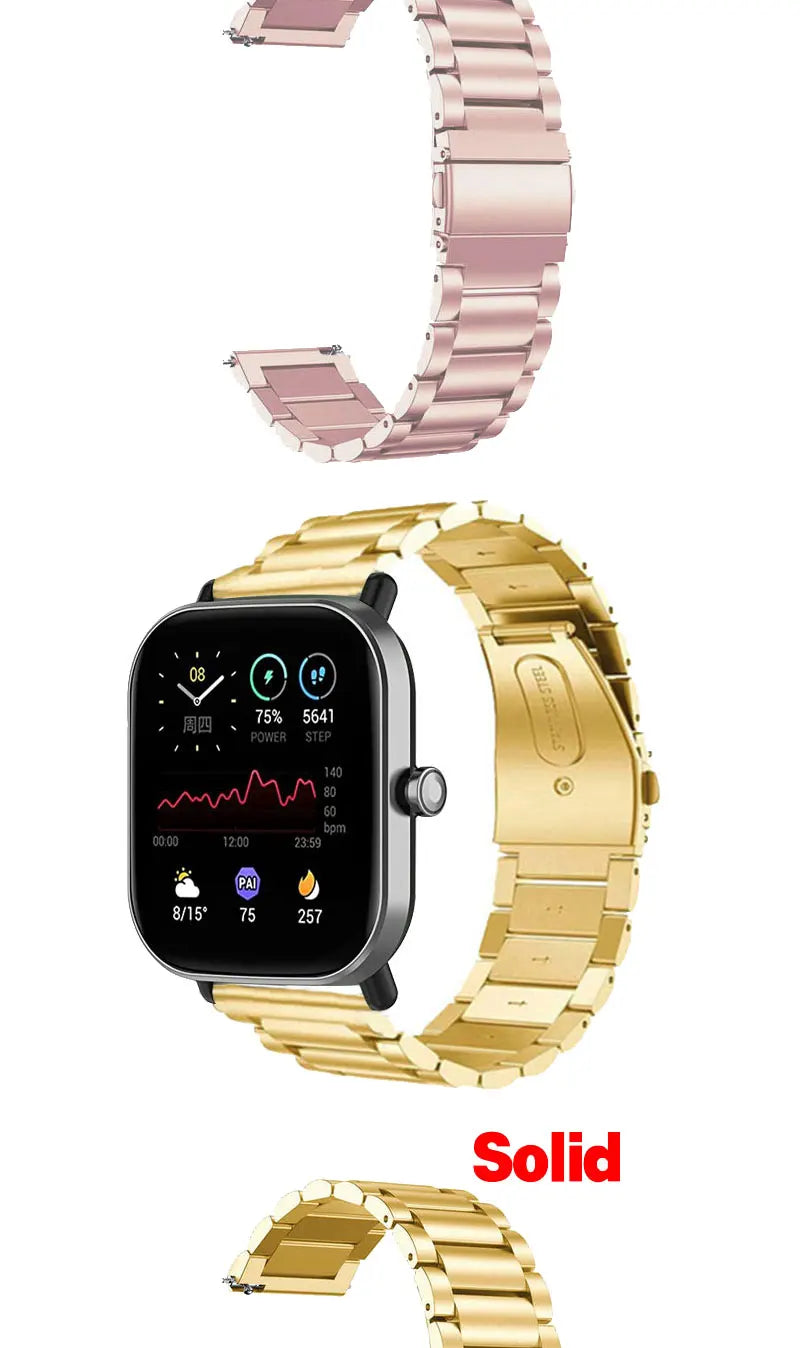 20mm 22mm WatchBand For Amazfit Active/GTS 2/3/4 Mini Strap GTR 2/3/4 42 47mm stainless steel Bracelet For Amazfit Bip 3 5 Band