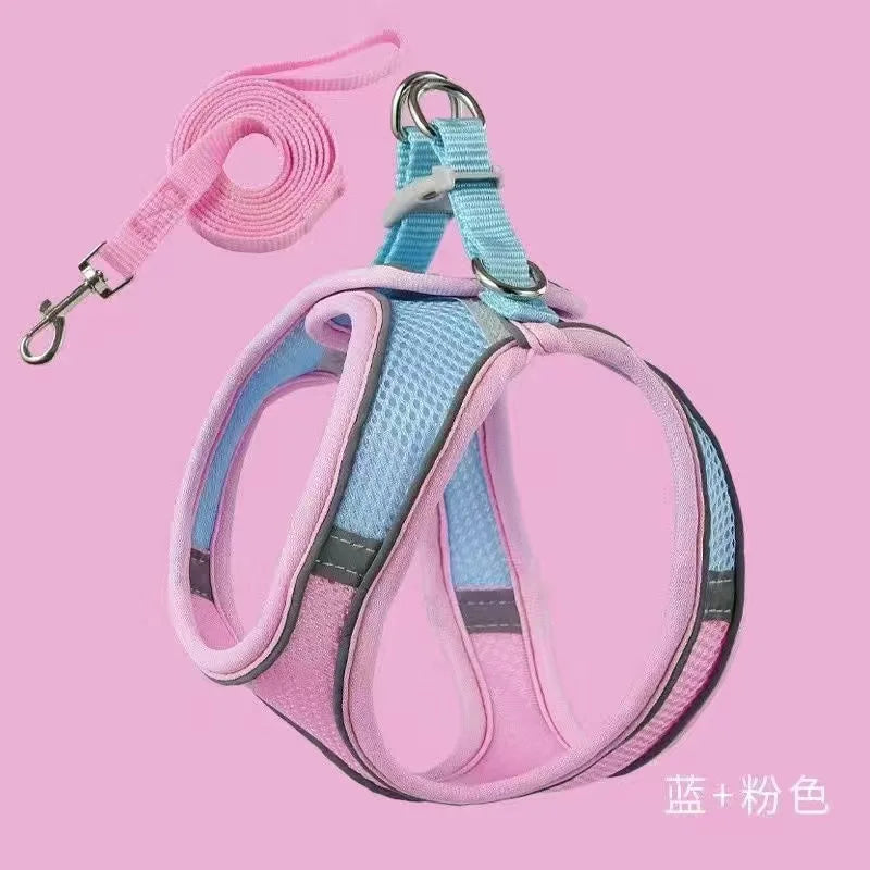 Cute Reflective Cat and Dog Harness with Safety Buckle - Anti-Pull Escape-Proof Vest Leash for Pets