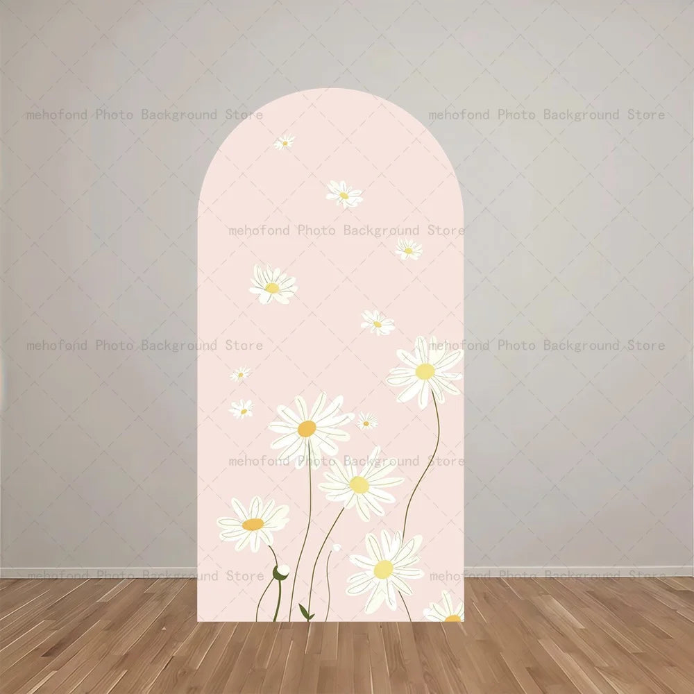 Mehofond Arch Backdrop Customized Name Silly Goose Fresh Daisy Kid Bride Baby Birthday Party Decor Studio Photography Background