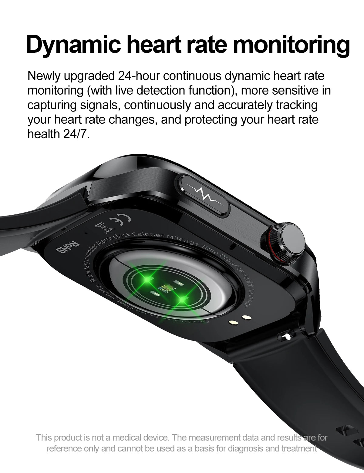 I YAN Micro Physical Examination Smart Watch for men showing a sleek black design with health monitoring features and Bluetooth call capability.