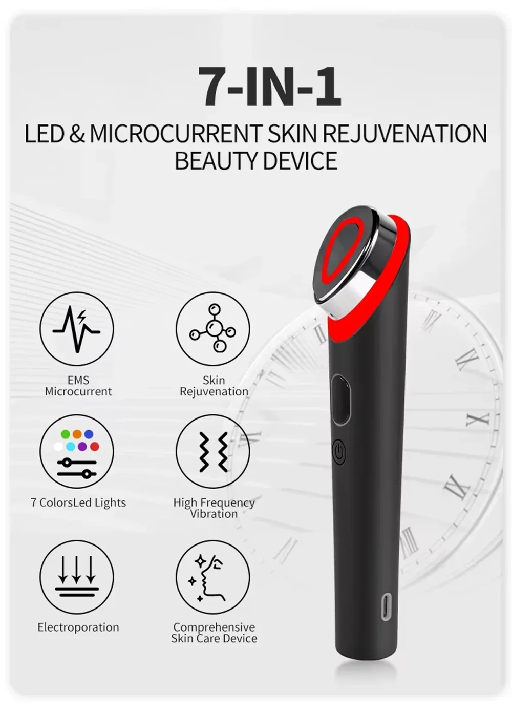 NEW 7 Colors Booster Pro LED Facial Light Therapy, Eye Beauty Wand, Red Light Eye Massager, Skincare and Blue Rejuvenation Tool