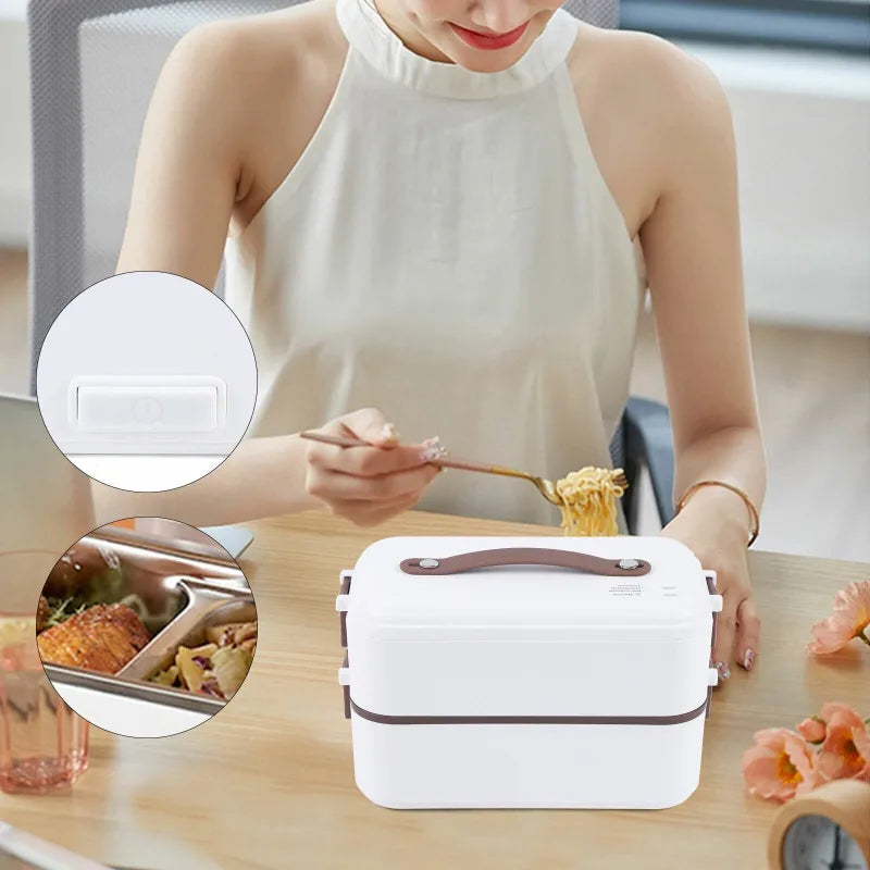 Electric Heating Lunch Box , Food Heater Container  0.8L Home Office Capacity  ,0.8L PP Stainless Steel Double Layer Food Warmer