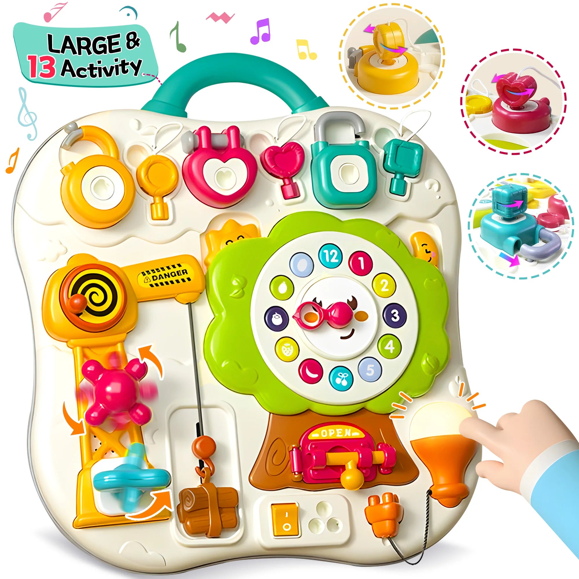 Montessori busy board sensory toy for toddlers, featuring music and LED lights, designed for children aged 1-3 by I YAN
