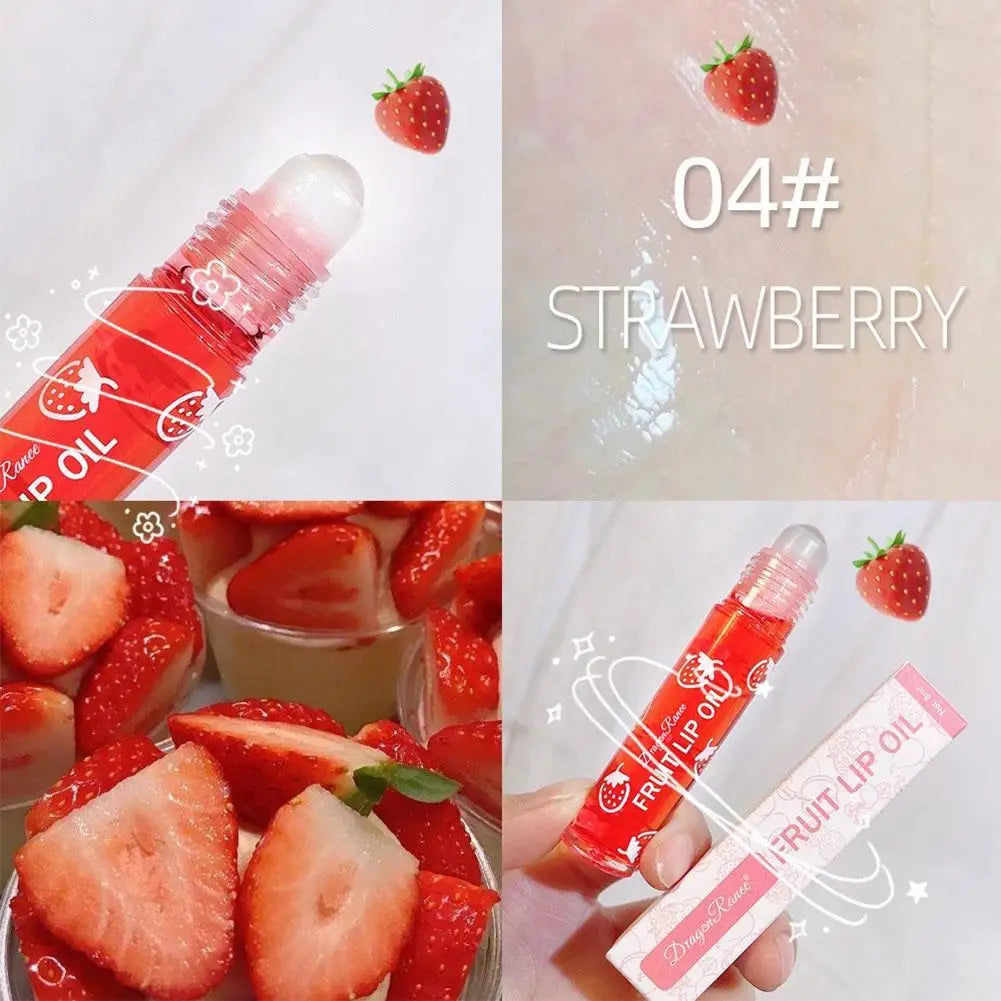 6 Colors Roll-on Fruit Essence Lip Balm LIP Gloss Fruity Lip Oil Gloss Moisturizing Lip Balm Transparent Lip Oil Mirror Randomly