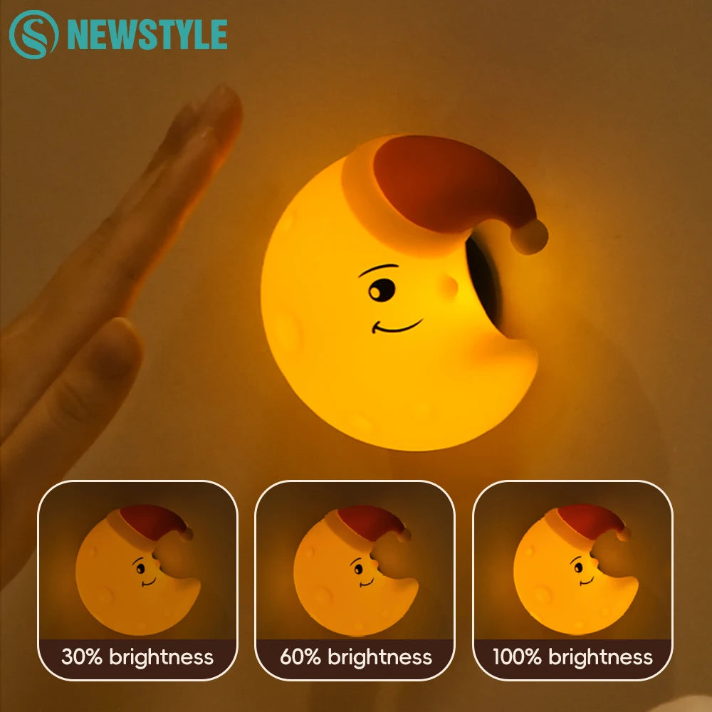 Star Moon Silicone Night Light Touch Sensor Nursery Sleeping Nightlights 3 Level Brightness Wall Light For Kids Chritmas Gift