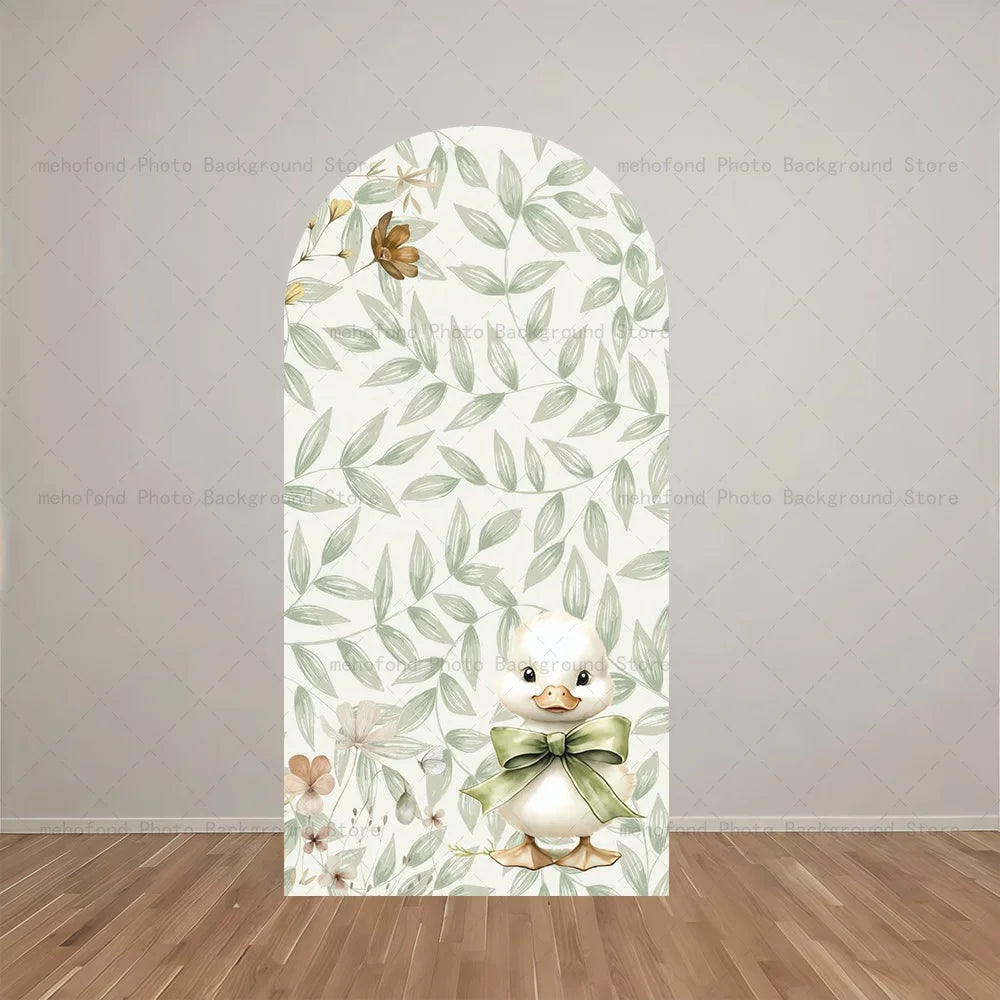 Mehofond Arch Backdrop Fresh Light Green Color Scheme Cute Duck Kids Baby Birthday Party Decor Studio Photography Background