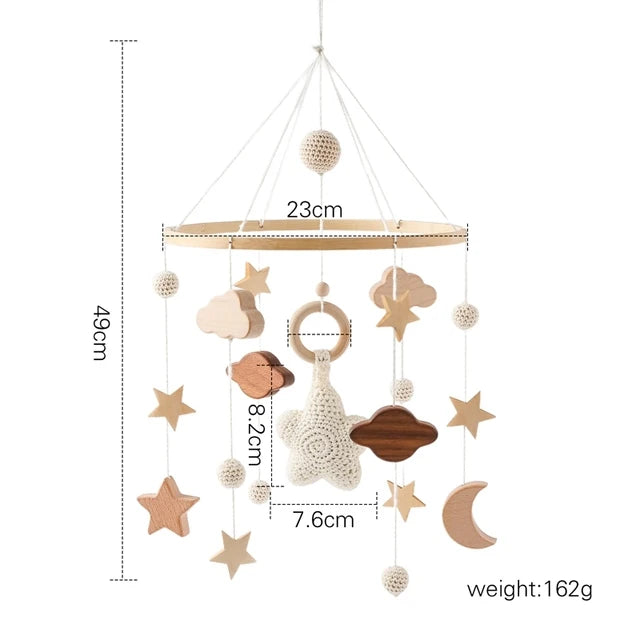 Boho Rainbow Baby Crib Mobile – Wooden Montessori Bed Bell for Newborns - I YAN