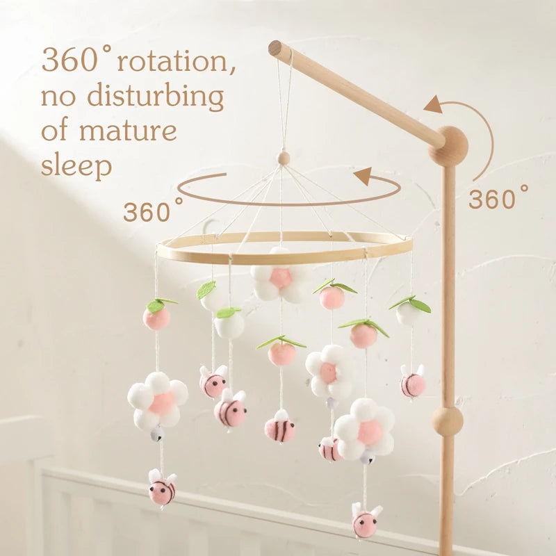 Cartoon Bee Baby Crib Mobile – Wooden Bed Bell Rattle Toy for Newborns 0-12M - I YAN